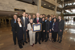 Sen. Boxer with ASCE members after receiving her award. (David Hathcox for ASCE)